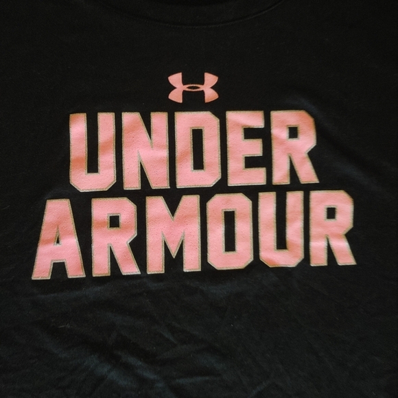 Under Armour Women's T-shirt Size Medium Semi-Fitted Heat Gear Black Spell Out - Picture 4 of 12